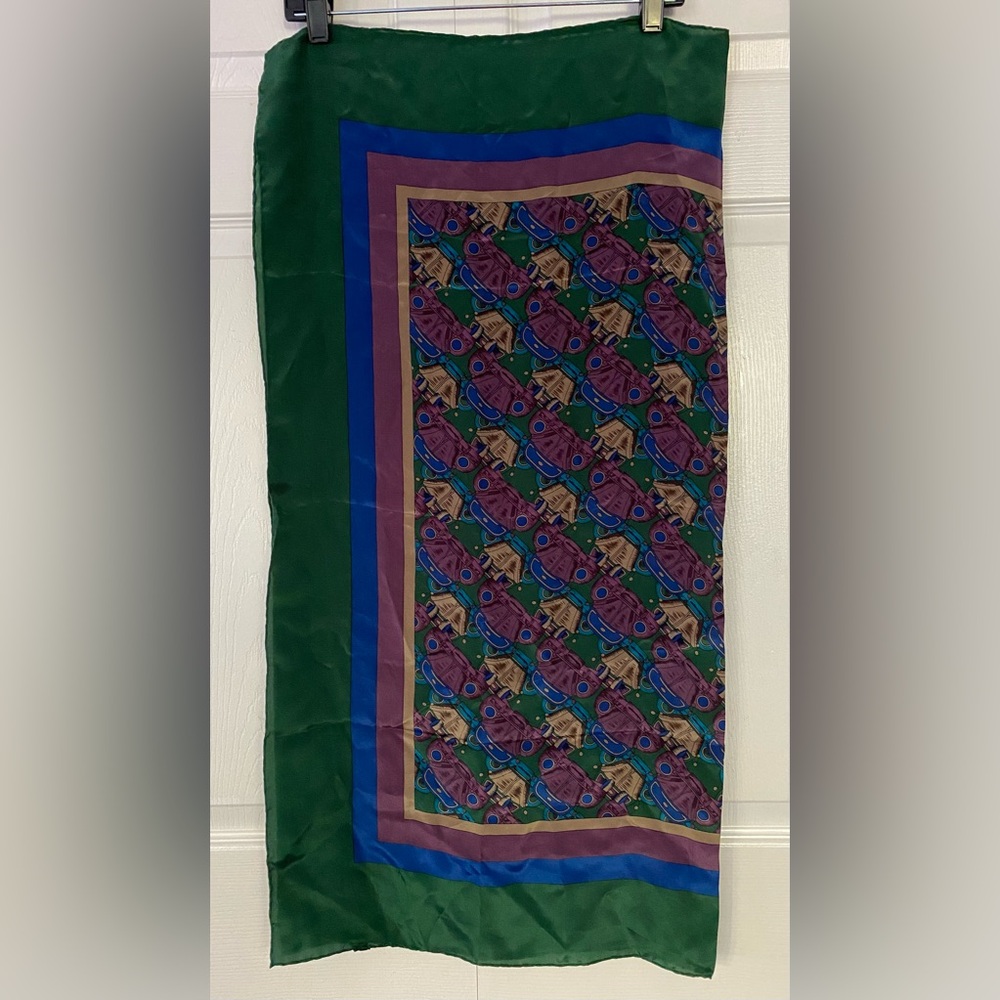 Varucci Vintage 100% Silk Scarf “Cars” 34”x34”